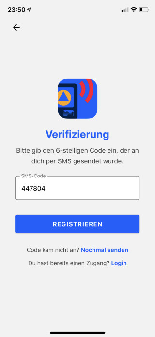 Einmalcode eingeben