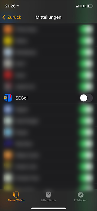 Deaktiviere die Einstellung für SEGo!